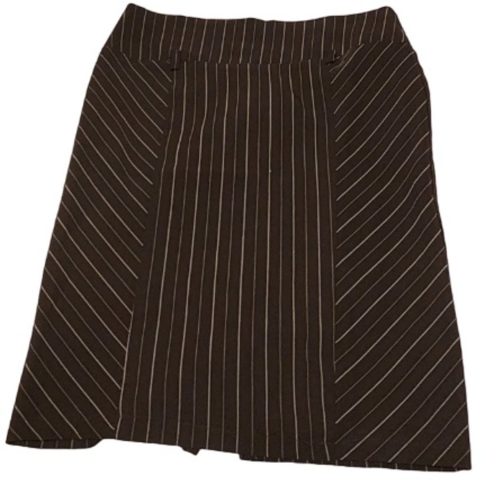 Valia Women's A-Line Knee-Length Skirt - Size 3/4 with Brown and Silver Stripes